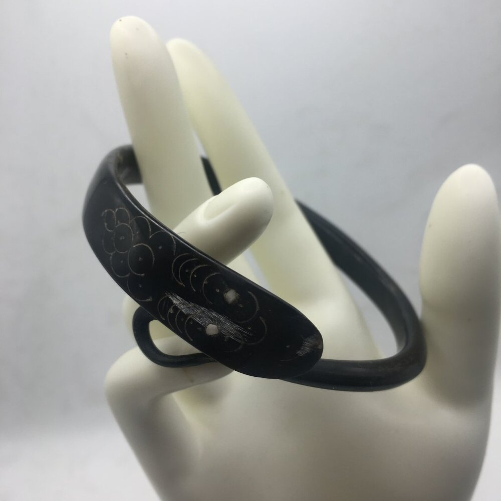 ALAS Hand Carved Black Buffalo Horn Snake Bangle Bracelet Spirit Journey Boho